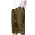 thumbnail image 1 of qelini Capri Pants for Men Big and Tall Cropped Pants with Pockets Drawstring Waist Solid Color Ankle Pants Capris, 1 of 6