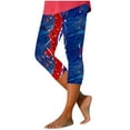 thumbnail image 1 of qelini American Flag Leggings for Women Plus Size Independence Day Capris Pants Elastic Waist Print Ankle Pants, 1 of 5