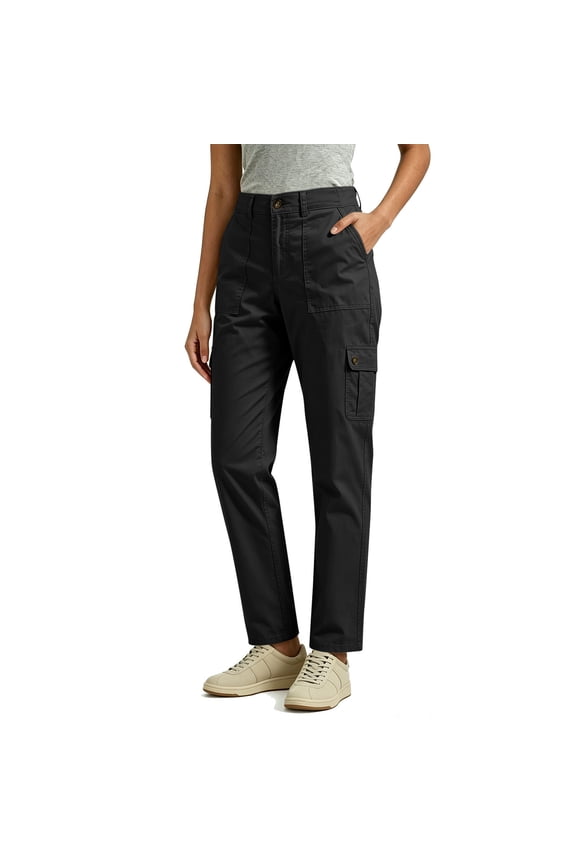 Carpenter Pants for Women Plus Size Long Pants Solid Color Multi Pocket Work Trousers with Zip Fly and Button Closure