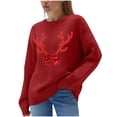 thumbnail image 1 of qelini Christmas Sweaters for Women Reindeer Print Crewneck Pullover Long Sleeve Tops Casual Holiday Blouses, 1 of 6