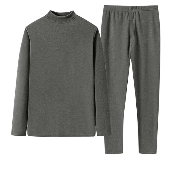 qelini Cotton Thermal Underwear for Men Seamless Thermal Inner Wear Long Sleeve Warm Base Layer Top Bottom Set