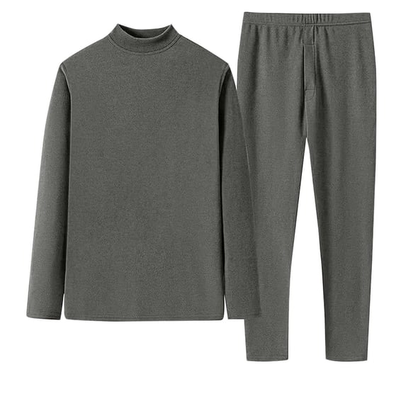 qelini Cotton Thermal Underwear for Men Seamless Thermal Inner Wear Long Sleeve Warm Base Layer Top Bottom Set
