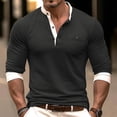 thumbnail image 1 of qelini Crewneck Shirts Men Long Sleeve Button Casual Lightweight T-Shirt Basic Pullover Solid Color Tee Tops Black L, 1 of 4