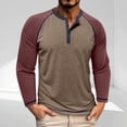 thumbnail image 1 of qelini Crewneck Shirts Men Long Sleeve Button Casual Lightweight T-Shirt Basic Pullover Solid Color Tee Tops Khaki M, 1 of 8