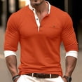 thumbnail image 1 of qelini Crewneck Shirts Men Long Sleeve Button Casual Lightweight T-Shirt Basic Pullover Solid Color Tee Tops Red L, 1 of 3