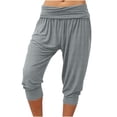 thumbnail image 1 of qelini Cuffed Ankle Pants for Women Casual Capris Pants Elastic Waist Solid Color Ankle Pants Daily Wear, 1 of 4