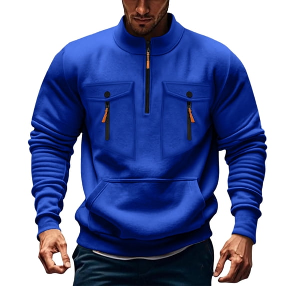 qelini Dressy Sweatshirts for Men Collared Long Sleeve Pullover Solid Lightweight Sweatshirts Versatile Casual Tops