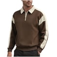thumbnail image 1 of qelini Dressy Sweatshirts for Men Lapel Neck Long Sleeve Tops Colorblock Lightweight Jackets Casual Fall Outfits, 1 of 4