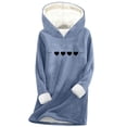 thumbnail image 1 of qelini Fleece Hoodies for Women Plus Size Heart Print Hooded Pullover Long Sleeve Tops Thermal Warm Clothes, 1 of 3
