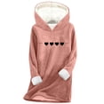 thumbnail image 1 of qelini Fleece Hoodies for Women Plus Size Heart Print Hooded Pullover Long Sleeve Tops Thermal Warm Clothes, 1 of 3