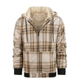 thumbnail image 1 of qelini Fleece Lined Jackets for Men Long Sleeve Coats Plaid Zip up Jackets Trendy Warm Outerwear with Pockets, 1 of 5