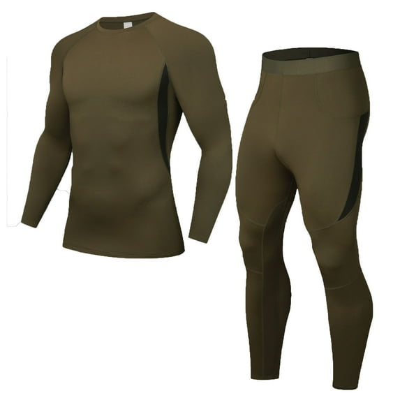 qelini Fleece Lined Thermals for Men Seamless Solid Lightweight Long Johns Warm Base Layer Top & Bottom Set for Skiing