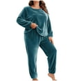 thumbnail image 1 of qelini Fleece Pajama Sets for Women Winter Plus Size Crewneck Long Sleeve Top and Pant Pjs Set Soft Warm Sleepwear, 1 of 5