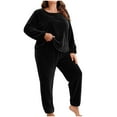 thumbnail image 1 of qelini Fleece Pajama Sets for Women Winter Plus Size Crewneck Long Sleeve Top and Pant Pjs Set Soft Warm Sleepwear, 1 of 5