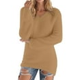 thumbnail image 1 of qelini Fleece Sweaters for Women Oversized Long Sleeve Pullover Tops V Neck Warm Blouses Solid Casual Winter Outwear, 1 of 7
