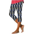 thumbnail image 1 of qelini Floral Print Leggings for Women Casual Capris Pants High Waist Print Ankle Pants Wavy Hem Yoga Leggings, 1 of 5