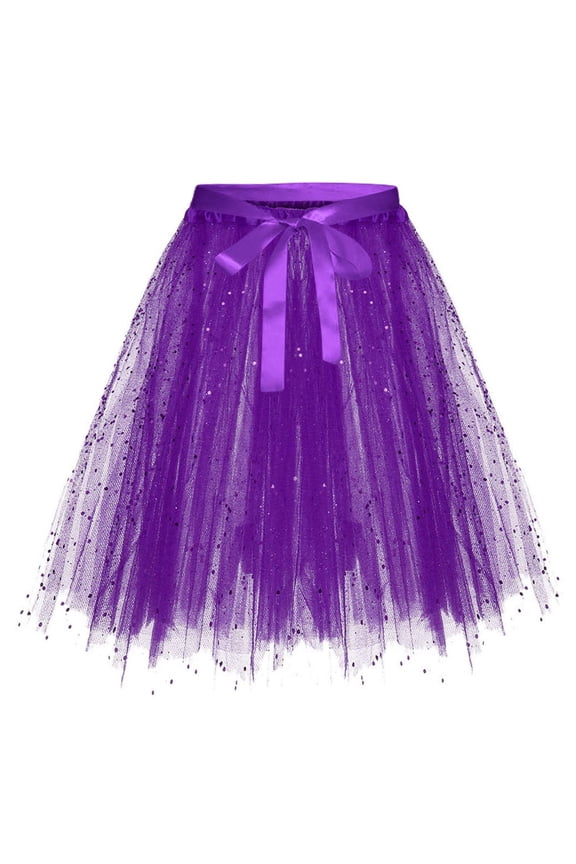 Girls Sequin Skirt Mini Skirt Elastic High Waist A-line Skirt Solid Color Skirt for Ages 2-17