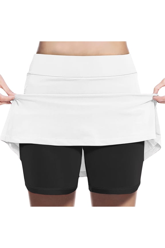Girls Skort Athletic Mini Skirt Elastic High Waist A-line Skirt Solid Color Skirt for Ages 7-14