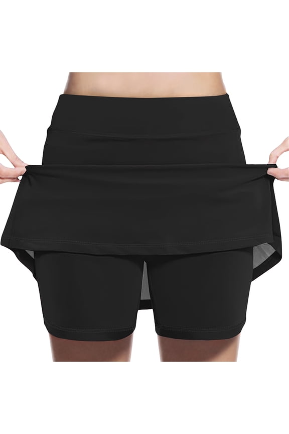 Girls Skort High Waist Mini Athletic Skort Elastic Waist A-line Skirt Solid Color Skirt for kids