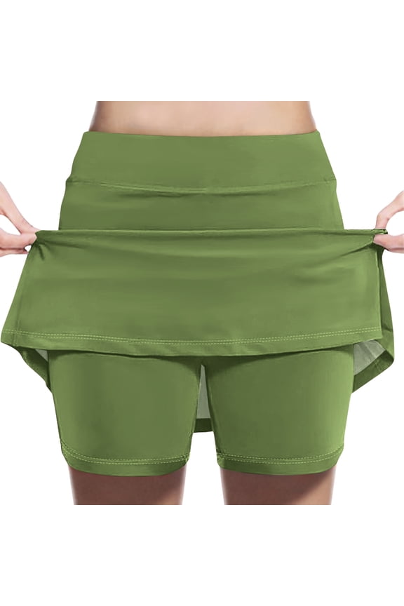 Girls Skort High Waist Mini Athletic Skort Elastic Waist A-line Skirt Solid Color Skirt for kids