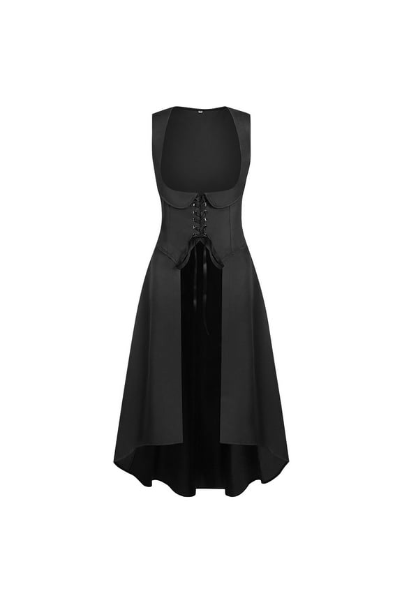 Gothic Dresses for Women Hollween Gothic Medieval Victorian Short Sleeved Dress Renaissance Witch Role Play Elegant Cocktail Dress Black L