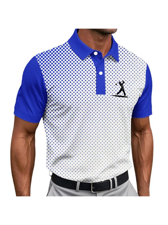 Gradient Shirt for Men Big and Tall Short Sleeve Button Front Pullover Sports Jersey Collar Color Block Shirt for Outdoor