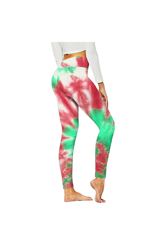 High Waisted Yoga Pants for Women Back School Gradient Printed Elastic Peach Hip Lifting Fitness Running Workout Full Length Active Pants Leggings Lightweight and Green XL