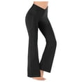 thumbnail image 1 of qelini High Waisted Yoga Pants for Women Back School Solid Color Baggy Cross Waist Peach Hip Lifting Fitness Running Workout Full Length Active Pants Flare Legs Lightweight Black 2XL, 1 of 4