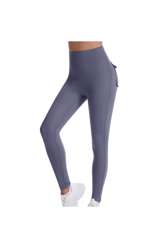 High Waisted Yoga Pants for Women Back School Solid Color Elastic Peach Hip Lifting Fitness Running Workout Full Length Active Pants Leggings Lightweight and Gray 2XL