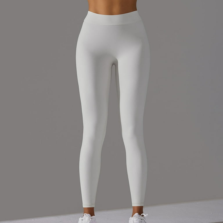 qelini High Waisted Yoga Pants for Women Back School Solid Color