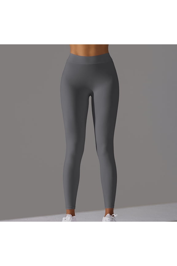High Waisted Yoga Pants for Women Back School Solid Color Peach Hip Lifting Fitness Body Shaping Running Workout Full Length Active Pants Leggings Lightweight and Gray XL