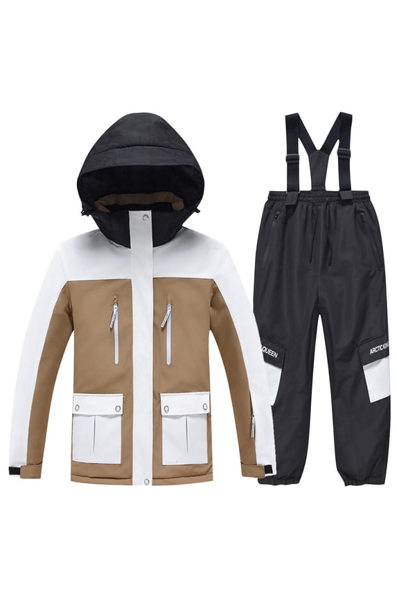 Kids Snowsuits for Boys Girls Waterproof Windproof Ski Suits Warm Insulated Hooded Outdoor Overalls Winter Outfits