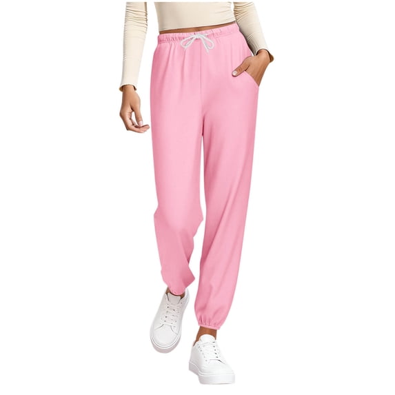 qelini Light Pajama Pants Women Elastic Waist Pants Solid Drawstring Loungewear Pants Winter PJs Bottoms with Pockets