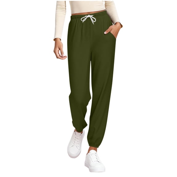 qelini Light Pajama Pants Women Elastic Waist Pants Solid Drawstring Loungewear Pants Winter PJs Bottoms with Pockets