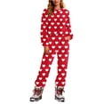 thumbnail image 1 of qelini Lightweight Pajamas for Women Heart Print Crewneck Long Sleeve Shirt and Pant with Pocket Pjs Set Soft Warm Sleepwear, 1 of 5