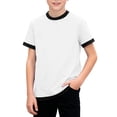 thumbnail image 1 of qelini Linen Tops for Kids 3-12 Years Shirt Crew Neck 3/4 Sleeve Tee Back to School Color Block Cloths, 1 of 9