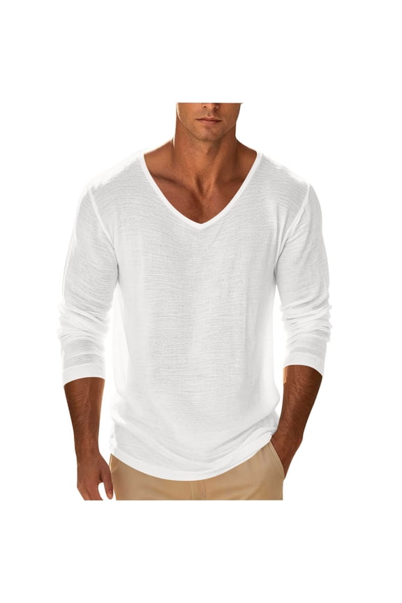 Long Sleeve Shirt for Guys Big and Tall Shirt Crewneck Tee Solid Color Summer Cloths Vocation Wear