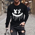 thumbnail image 1 of qelini Long Sleeve Shirts for Men Graphic Tees Plus Size Round Neck Tops for Outdoors Running Workout Fall amd Winter Cute Novelty Print Grimace Skeleton Party Black L, 1 of 4