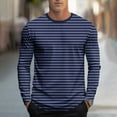 thumbnail image 1 of qelini Long Sleeve Shirts for Men Round Neck Plain Casual Lightweight T-Shirt Basic Pullover Solid Color Tee Tops Blue XL, 1 of 5