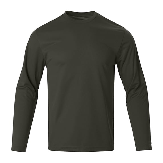 qelini Long Sleeve Shirts for Men Round Neck Plain Casual Lightweight T-Shirt Basic Pullover Solid Color Tee Tops Dark Gray XXXL