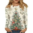 thumbnail image 1 of qelini Long Sleeve Shirts for Women Christmas Crewneck Pullover Lightweight Xmas Tree Print Tops Baggy Holiday Clothes, 1 of 8