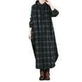 thumbnail image 1 of qelini Long Winter Dresses for Women Long Sleeve Plaid Button down Dress Oversized Casual Full Length Dresses, 1 of 5