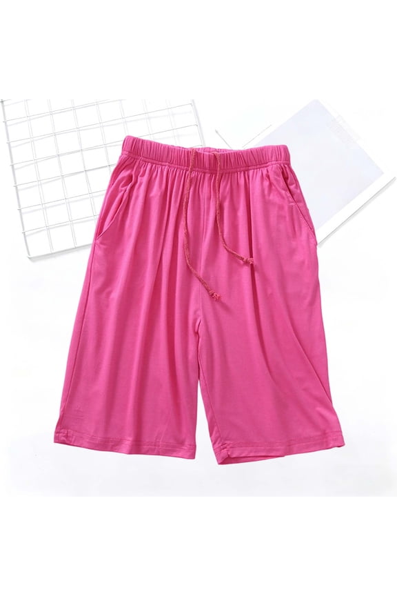 Lounge Shorts Women Plus Size Model with Pocket Elastic Waist Short Pants Solid Color Summer Pants Everyday Wear