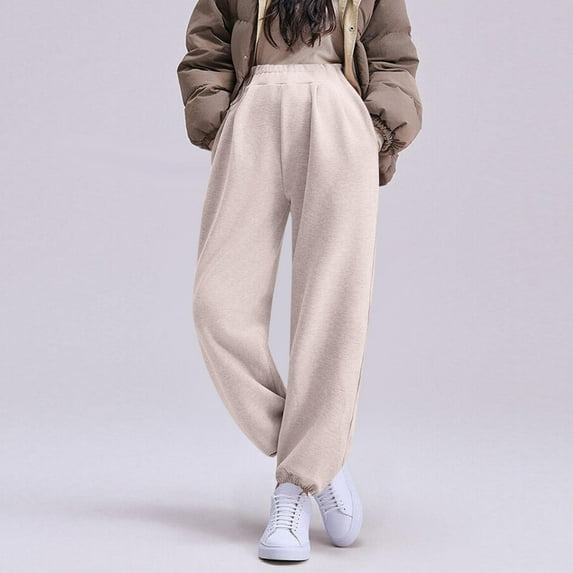 qelini Maternity Joggers with Pockets for Women High Waist Belly Support Pants Solid Color Full Length Trousers