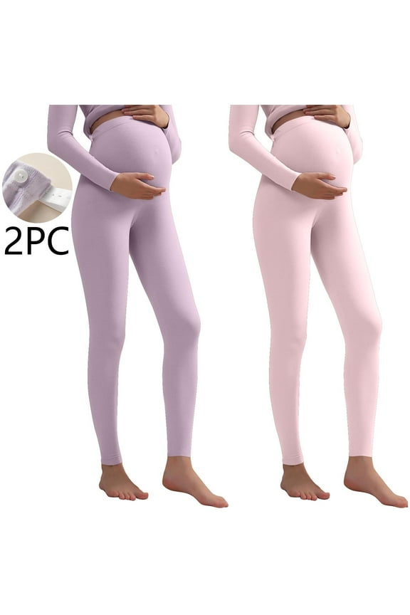 Maternity Leggings for Women High Waist Solid Belly Support Pants Flock Elastic Full Length Yoga Pants