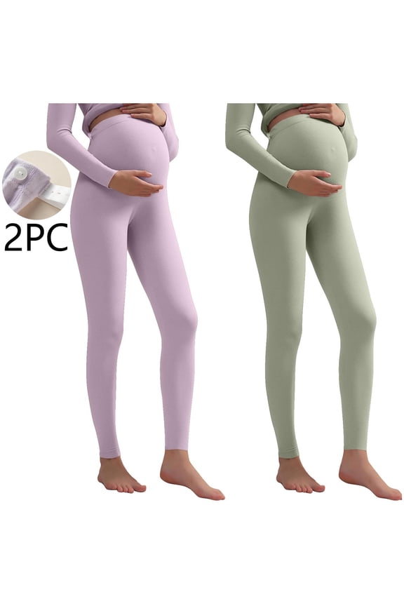 Maternity Leggings for Women High Waist Solid Belly Support Pants Flock Elastic Full Length Yoga Pants