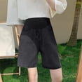 thumbnail image 1 of qelini Maternity Shorts Jeans for Women Plus Size Belly Support Pants Solid Color Stretchy Denim Shorts, 1 of 6