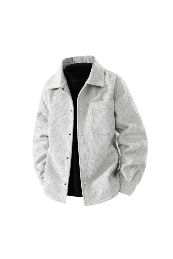 Mens Cargo Jackets with Pockets Long Sleeve Collared Coats Solid Zip up Jackets Trendy Winter Outerwear