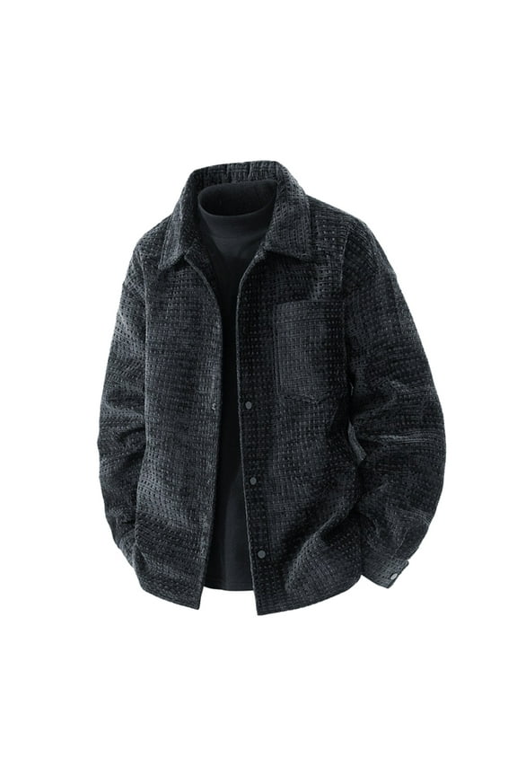 Mens Cargo Jackets with Pockets Long Sleeve Collared Coats Solid Zip up Jackets Trendy Winter Outerwear