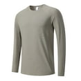 thumbnail image 1 of qelini Mens Comfort Colors T-shirt Back School Round-Neck Solid Color Casual Quick Dry Slim Fit Basic Pull-over Blouse Long Sleeve Fashion Lightweight and Coffee L, 1 of 2